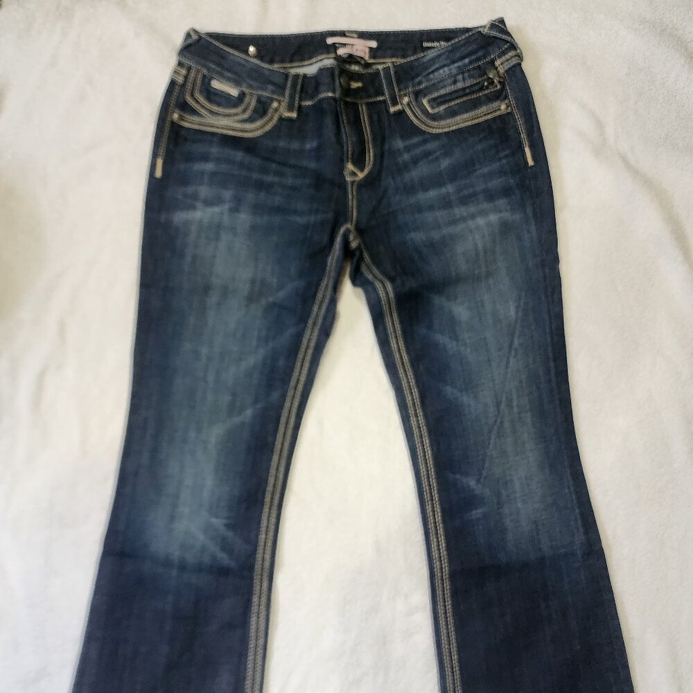 NWOT Women's Rerock EXPRESS Barely Boot Y2K Flare Western Low Rise Jeans Sz 12S